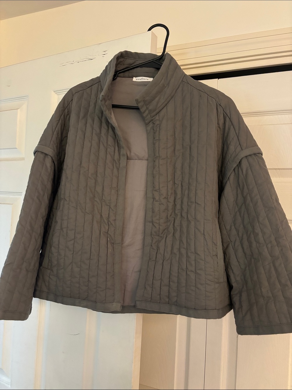 Neuflora 100% Cotton Quilted Boxy Puffer Jacket - Charcoal Gray